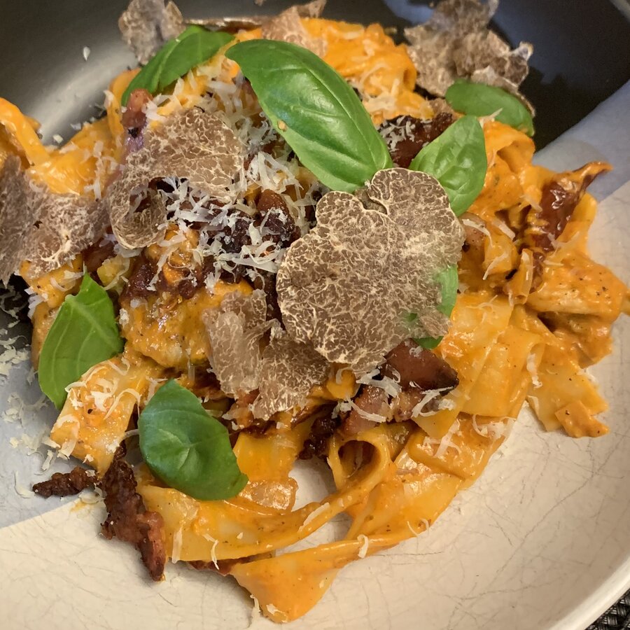 Fine dining dish made with Bianchetto truffles