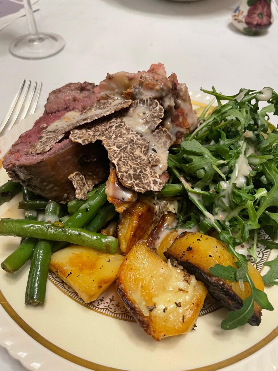 Fine dining dish finished with shaved truffle